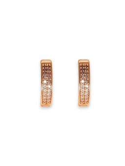 Accessher - Fancy Gold-Tone Crystal Hoop Earrings White