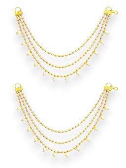 Accessher - White Gold-Plated Multi-Layer Pearl Drop Ear chain For Women And Girls