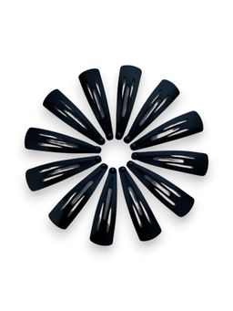 Accessher - Glossy Black Tic Tac Hair Clips No-Slip Metal Pins