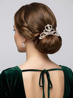 Accessher - Gold Crystal Crown Princess Tiara Crown