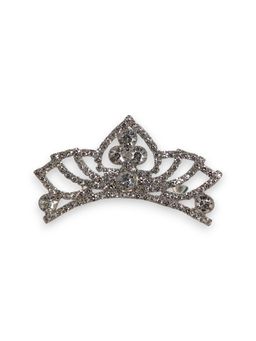 Accessher - Silver Diamond-Cut Princess Tiara Crown