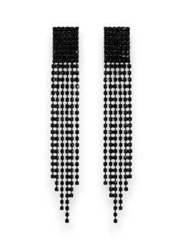 Accessher - Black Crystal Chandelier Stone Drop Earrings