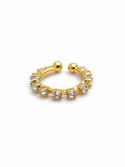 Accessher - Gold Tone American Diamond Adjustable Clip On Septum Ring