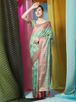 Yavira Silk - Katan Silk Saree with Unstitched Blouse - Blue