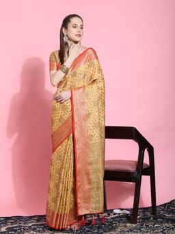Yavira Silk - Katan Silk Saree with Unstitched Blouse - Yellow
