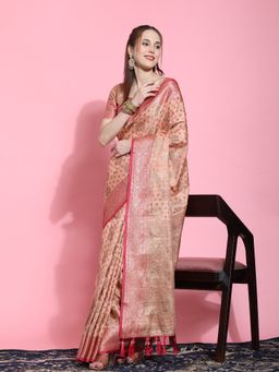 Yavira Silk - Katan Silk Saree with Unstitched Blouse - Peach