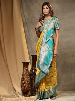 Yavira Silk - Organza Silk Saree with Unstitched Blouse - Yellow