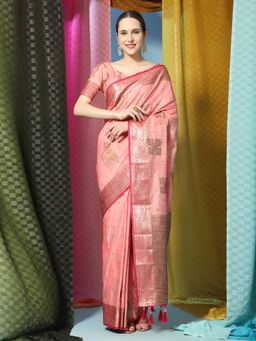 Yavira Silk - Katan Silk Saree with Unstitched Blouse - Pink