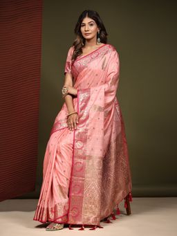 Yavira Silk - Katan Silk Saree with Unstitched Blouse - Pink