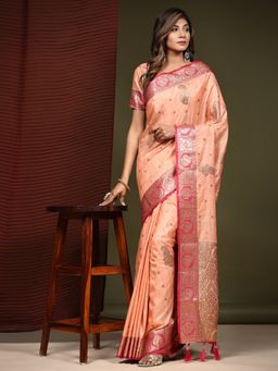 Yavira Silk - Katan Silk Saree with Unstitched Blouse - Peach