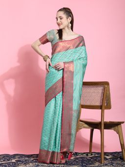 Yavira Silk - Katan Silk Saree with Unstitched Blouse - Blue