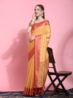 Yavira Silk - Katan Silk Saree with Unstitched Blouse - Yellow