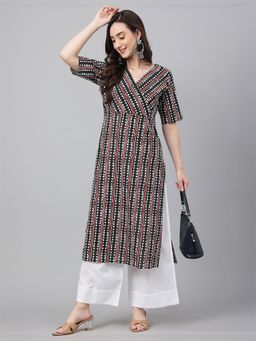 Janasya - Black Stripes Regular Fit Kurta