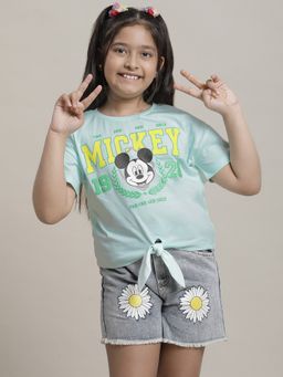 Kidsville - Mickey & Friends Printed Blue T-Shirt for Girls