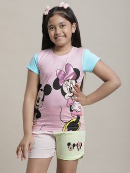 Kidsville - Mickey & Friends Printed Pink T-Shirt for Girls