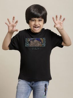 Kidsville - Naruto Printed Black T-Shirt for Boys