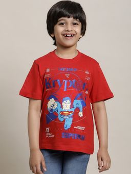 Kidsville - Superman Printed Red T-Shirt for Boys