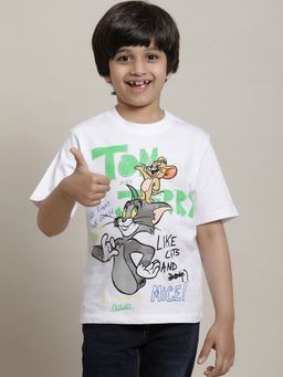 Kidsville - Tom & Jerry Printed White T-Shirt for Boys