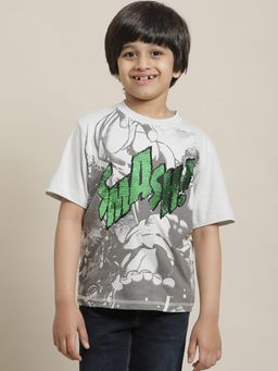 Kidsville - Hulk Printed Grey T-Shirt for Boys