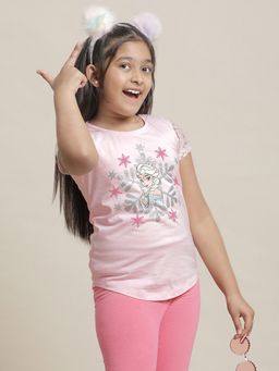 Kidsville - Frozen Printed Pink T-Shirt for Girls