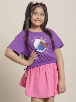Kidsville - Frozen Printed Purple T-Shirt for Girls