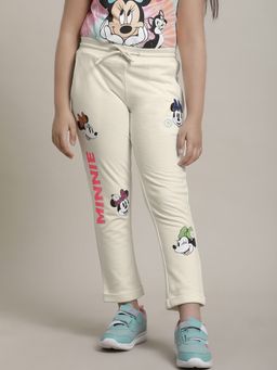 Kidsville - Mickey & Friends Printed Off White Trouser for Girls