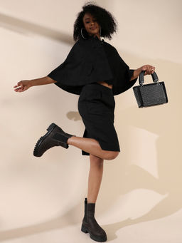 Haute Sauce - Rhinestone Top Handle Handbag - Black