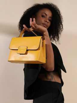 Haute Sauce - Structured Flap Handbag - Yellow