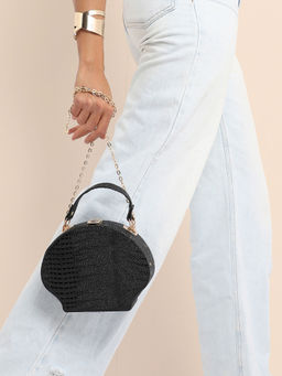 Haute Sauce - Seashell Croc Handbag - Black