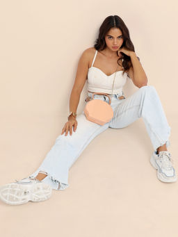 Haute Sauce - Seashell Croc Handbag - Peach