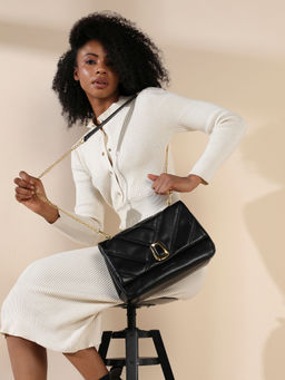 Haute Sauce - Quilted Chain Sling Bag - Black