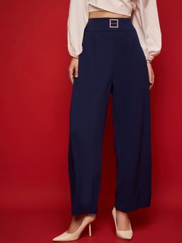 KASSUALLY - URBANGRACE BY KASSUALLY Womens Blue Mid Waist Business Wear Trouser