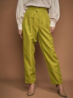 KASSUALLY - URBANGRACE BY KASSUALLY Womens Green Mid Waist Tailored Trouser