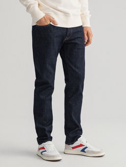 GANT - Men Navy Blue Solid Slim Fit Jeans