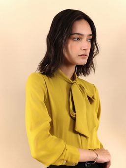 FABLE STREET - Tie Up Neck Top - Acid Green