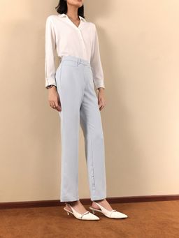 FABLE STREET - High Waist Bootcut Trousers - Light Blue
