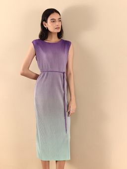 FABLE STREET - Ombre Pleated Knit Dress- Purple (Set of 2)