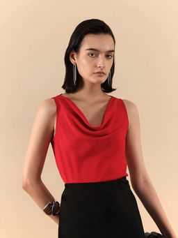 FABLE STREET - Red Cowl Neck Top