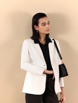 FABLE STREET - Off White Single Breasted Blazer