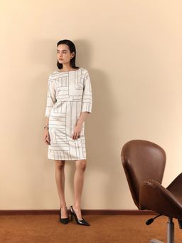 FABLE STREET - White Stretch Satin Shift Dress