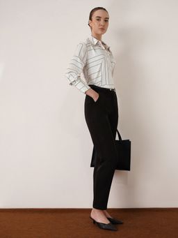 FABLE STREET - Satin Dot Print Shirt - Off White