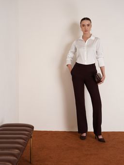 FABLE STREET - Off White Satin Bell Cuff Shirt