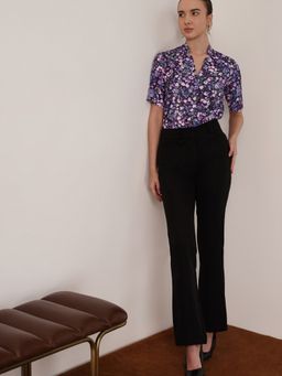 FABLE STREET - Purple Floral Front Pleat Top