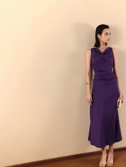 FABLE STREET - Pleated Midi Dress - Purple