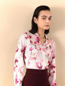 FABLE STREET - Satin Floral Shirt - Pink