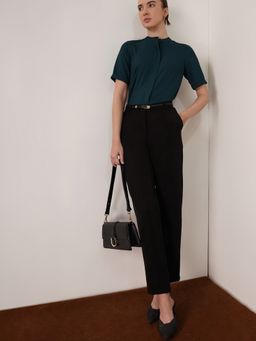 FABLE STREET - Black Solid Regular Trouser