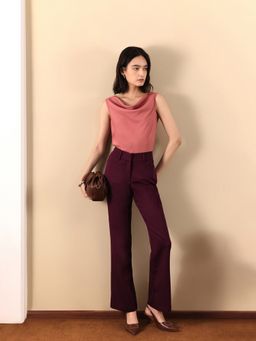 FABLE STREET - Burgundy Solid Regular Trouser