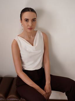 FABLE STREET - Cowl Neck Top - White