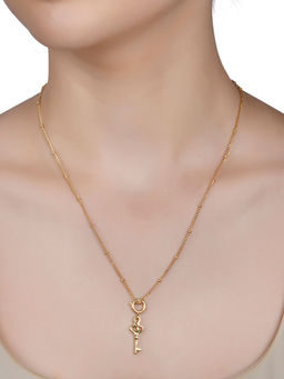 Lilly & Sparkle - Gold Toned Chain with 5 Changeable Key and Lock Charms Pendant (Set of 6)