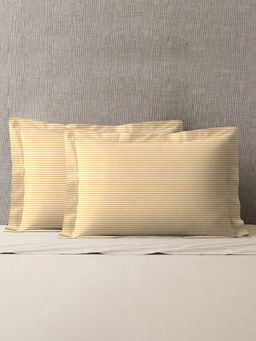 MYTRIDENT - Urban Comfort Pillow Covers 144 Tc, 100% Cotton, Gardenia Blooms Yellow (Pack of 2)